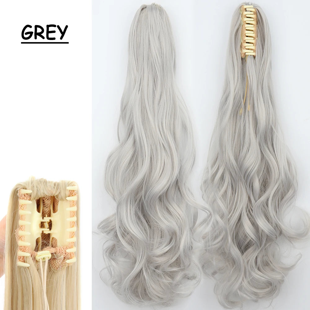 Synthetic Claw Clip Ponytail Hair Extension 24Inch Long Straight Ponytail Hair For Women Black Brown Pony Tail Hair Hairpiece
