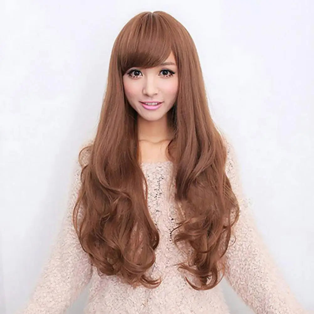 Women Long Wavy Cosplay Wig Long Curly Hair Full Head Set Large Wave High Temperature Synthetic Hair Wigs