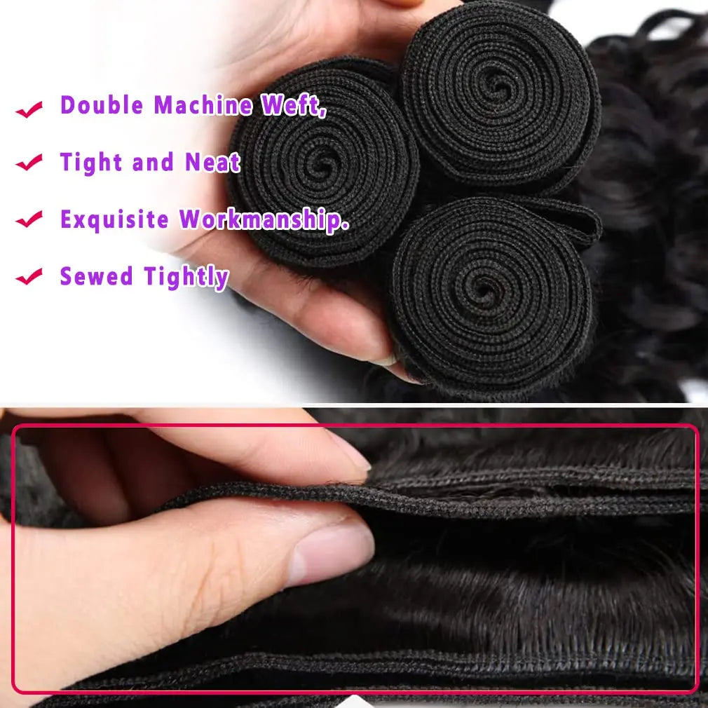 Deep Wave Bundles 16 18 20 Inch Wet and Wavy Bundles 100% Unprocessed Hair Bundles 12A Water Wave 3 Bundles Human Hair Extension