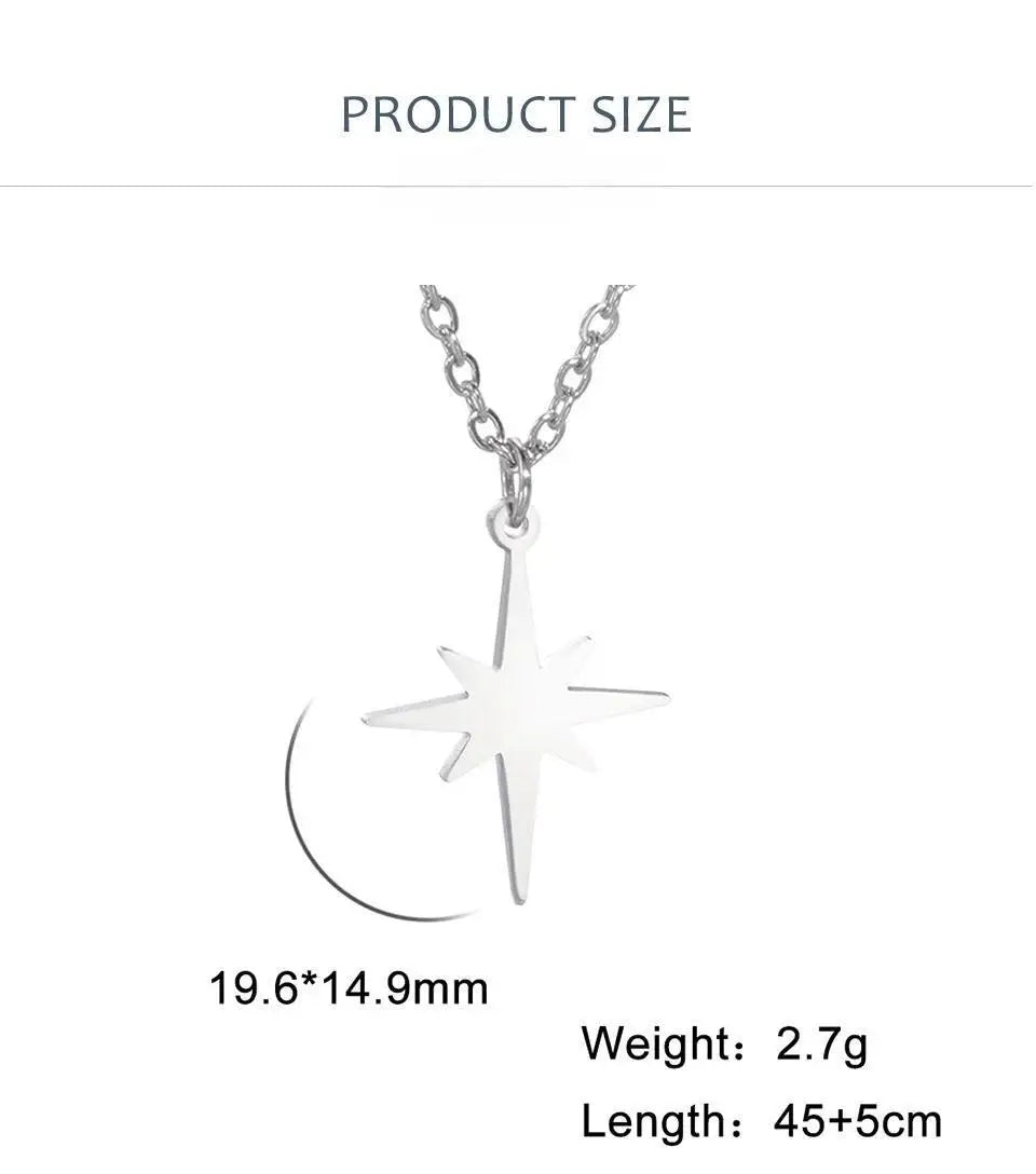 Lemegeton Simple North Star Pendant Necklace Fashion Women's Necklace Stainless Steel Starlight Choker Jewelry Lover Party Gift