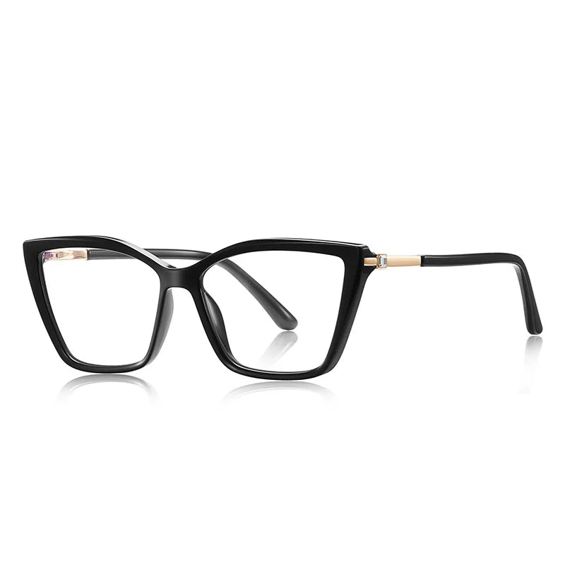 TFTB Fashion Trend Women Cat Eye Glasses Ultra Light TR90 Blue Light Blocking Alloy Optical Prescription Eyeglasses Frame 138mm