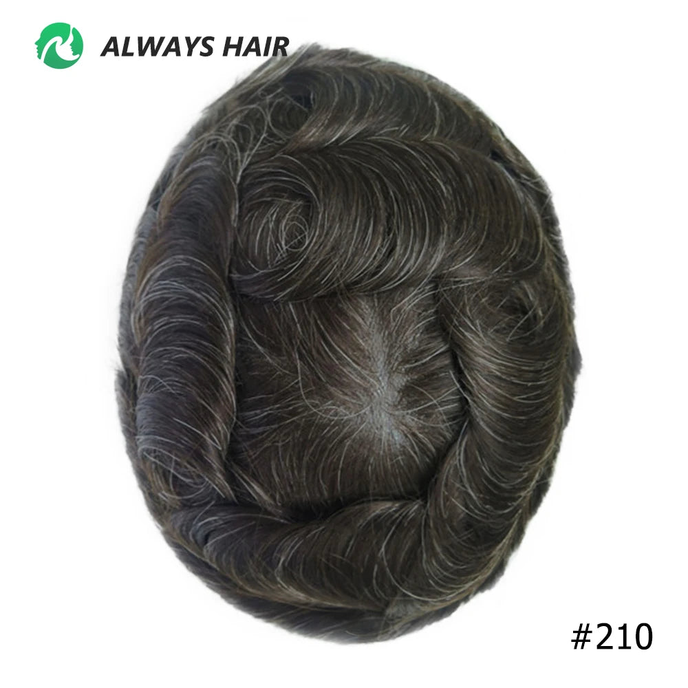 0.12-0.14mm PU Men Toupee Full Thickness Skin Indian Human Hair Men's Capillary Prothesis 130% Density Wig Man
