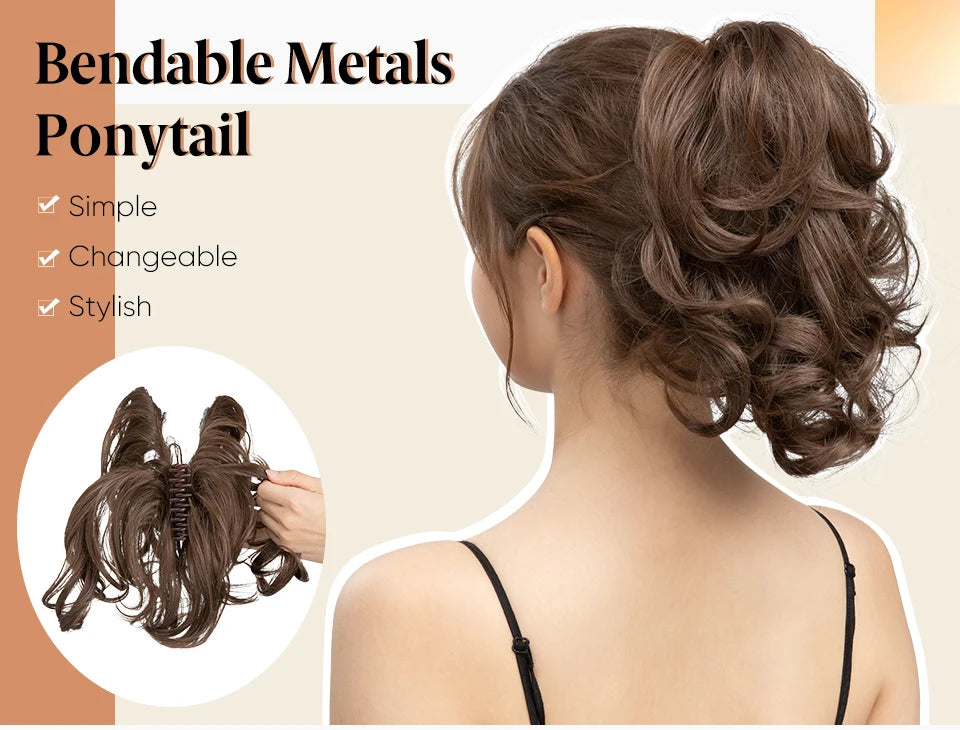 SARLA Premium Synthetic Diy Claw Clip In Ponytail Extensions Hairpiece Hair Bun Fake Blonde Natural Hair False Pigtail P026