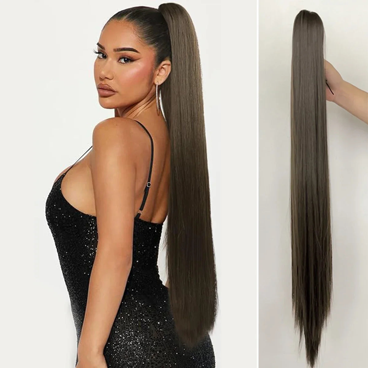 Synthetic  32”Claw Ponytail Extension Straight Hair Water Wave Clip In Hair Extensions Soft Natural Multi-Gift Preference