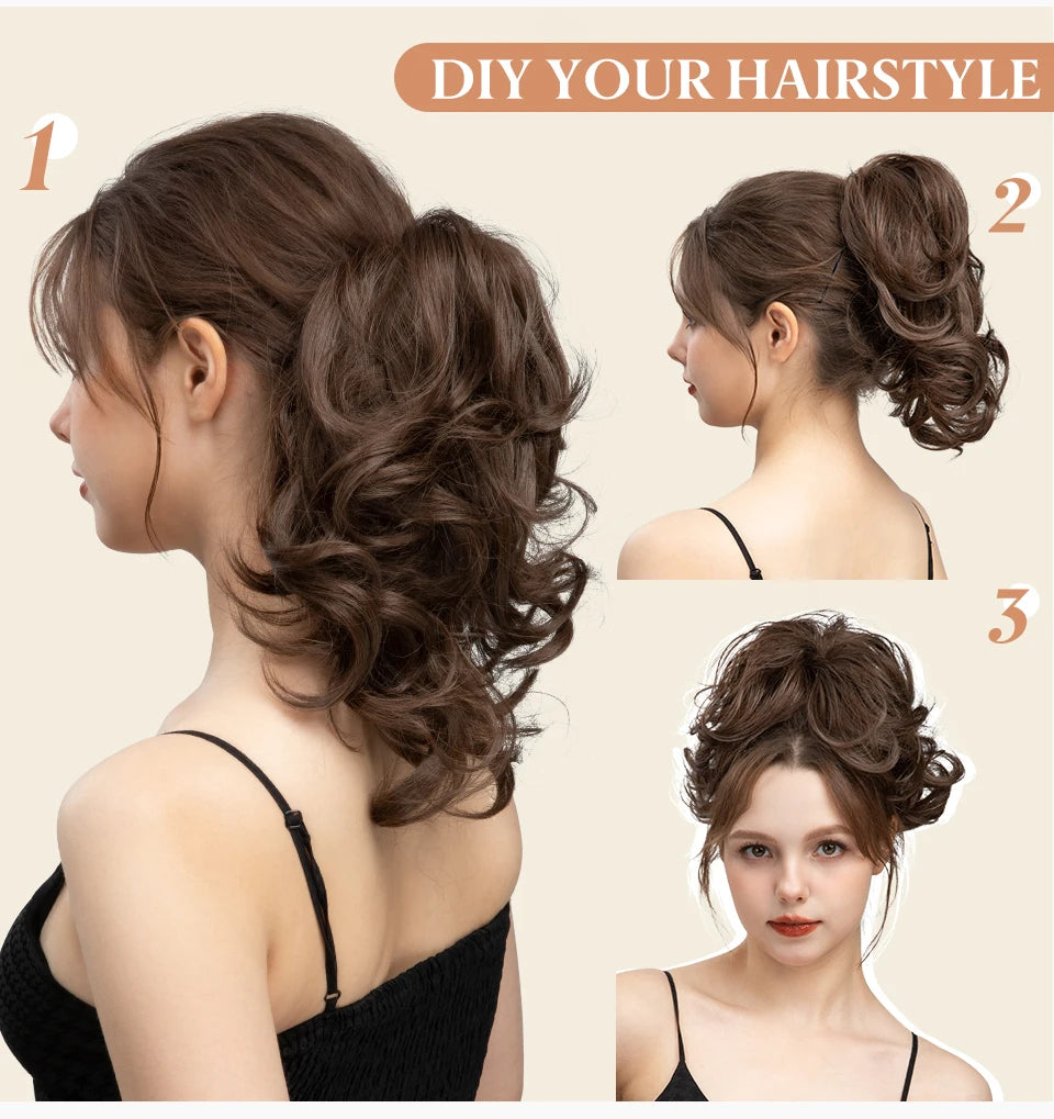 SARLA Premium Synthetic Diy Claw Clip In Ponytail Extensions Hairpiece Hair Bun Fake Blonde Natural Hair False Pigtail P026