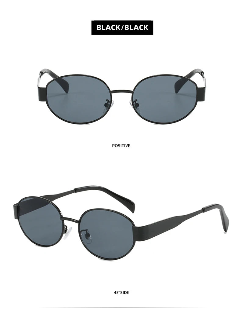 Retro Small Oval Sunglasses Men Women Luxury Metal Round Sun Glasses Male Classic Casual Driving Shades