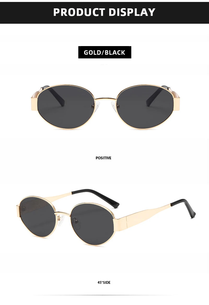 Retro Small Oval Sunglasses Men Women Luxury Metal Round Sun Glasses Male Classic Casual Driving Shades