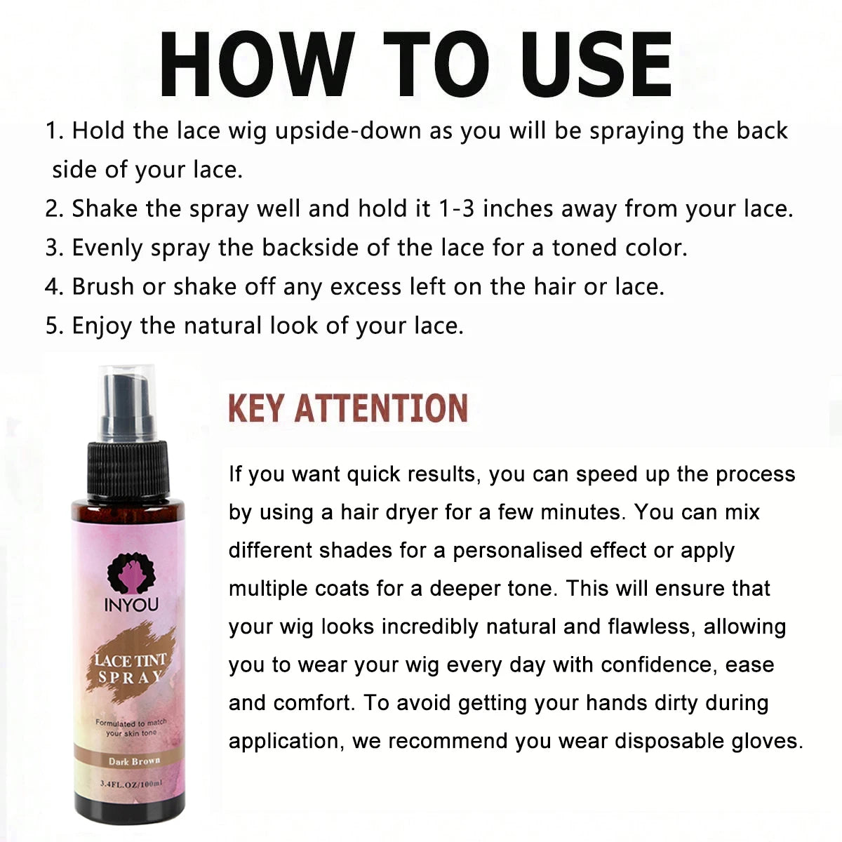 6Pcs Lace Wig Glue Kit with Lace Tint Spray Wig Installation Tool Set Includes Hair Wax Stick Lace Adhesive And Glue Remover