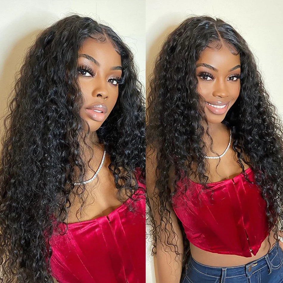 Malaysian Water Wave Bundles With Closure Wet and Wavy Curly Human Hair Bundles With Frontal Closure Remy Hair Weave Extensions