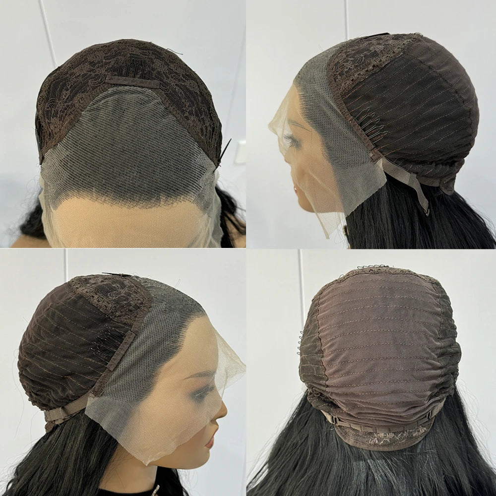 Brown Wig Long Straight Synthetic Lace Front Wigs for Women Brunette Hair Dark Chocolate Brown Lace Wigs Daily Use Party Cosplay