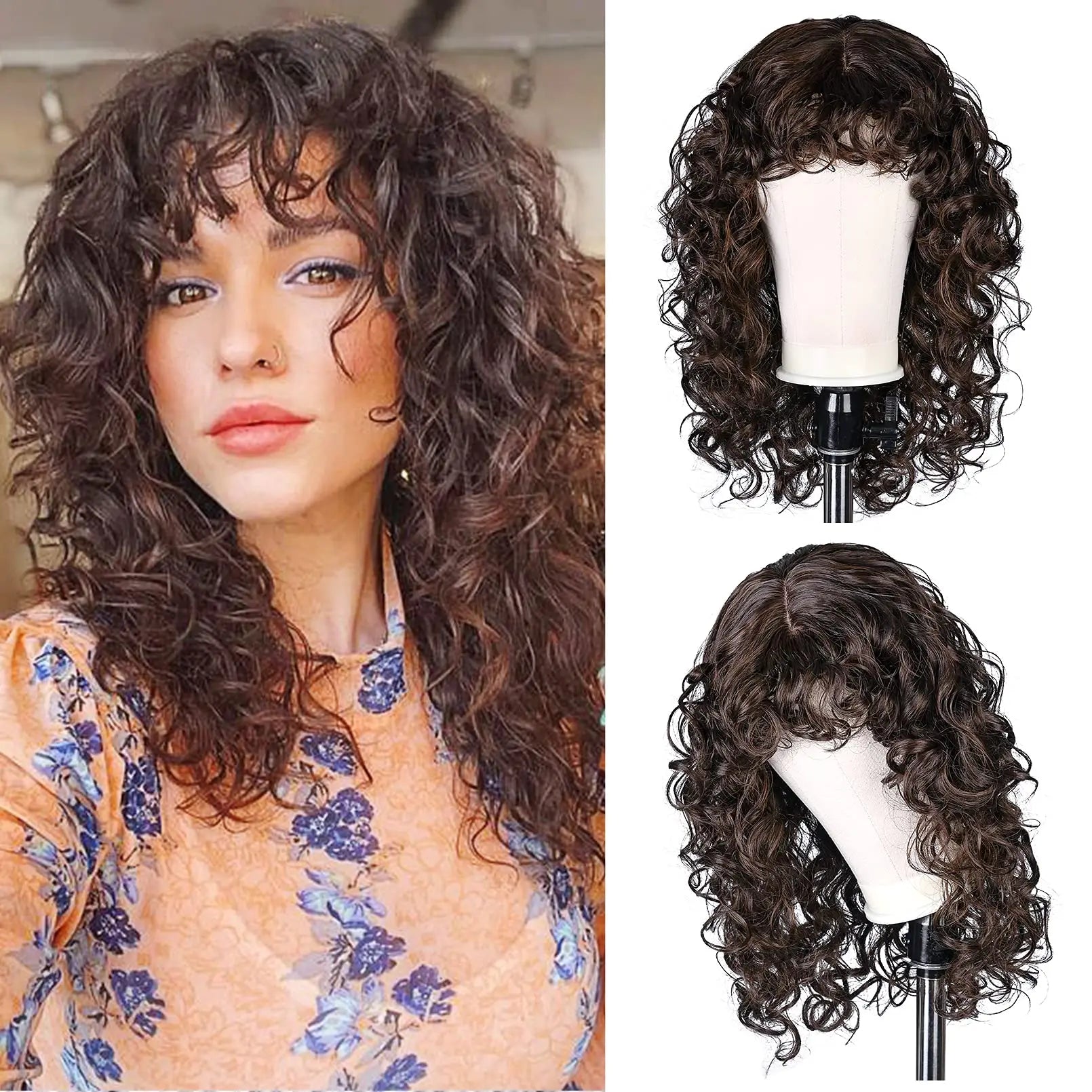 HAIRJOY Long Curly Wavy Blonde Wigs for Women  Cosplay Synthetic  Wig Heat Resistant Fiber Replacement Wig Halloween Party Wigs