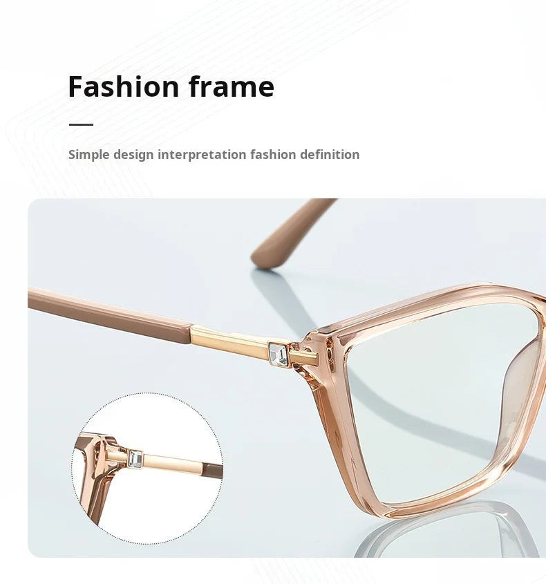 TFTB Fashion Trend Women Cat Eye Glasses Ultra Light TR90 Blue Light Blocking Alloy Optical Prescription Eyeglasses Frame 138mm