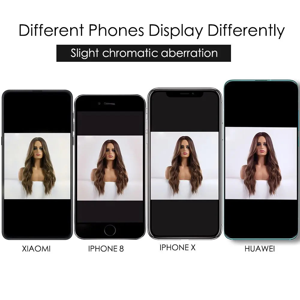 Loose Body Wave Synthetic Wigs Long Brown Blonde Ombre Wig with Bangs Wave Curl Wigs for Black Women Heat Resistant Daily Party