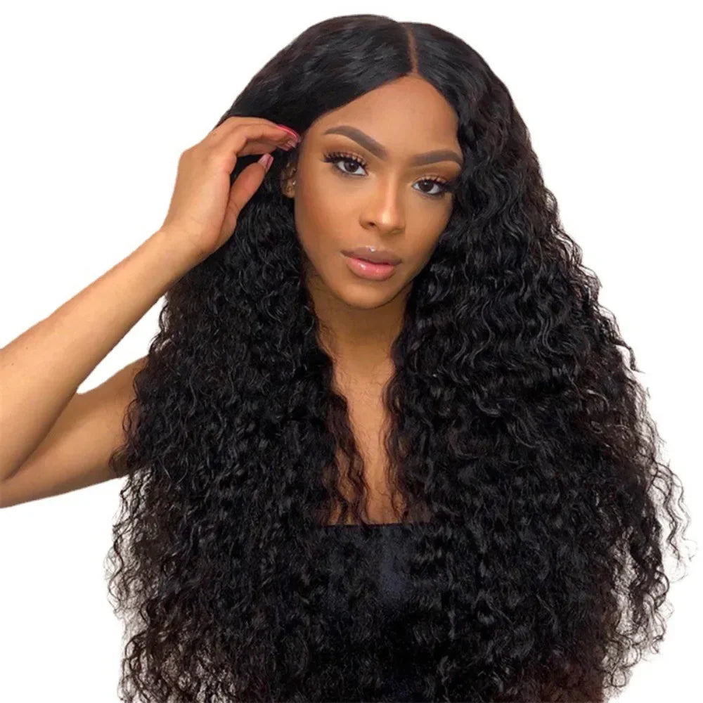 Synthetic Wigs Fashion African Black Middle-parted Long Curly Wig Natural Women Fluffy Full Head Cover