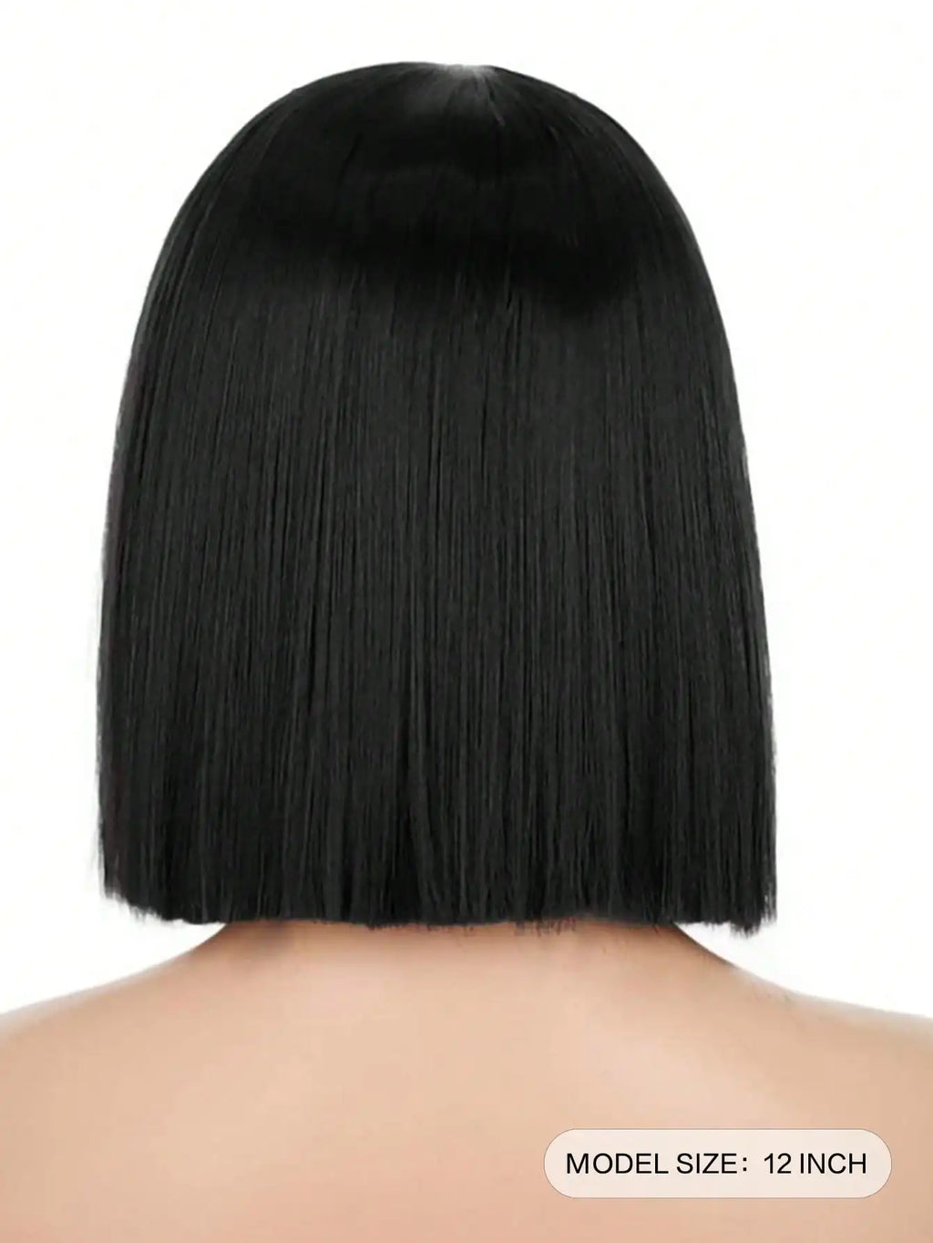 Women's Straight Bob Black Coral Wig- Short Black Bob Wig With No Bangs Short Middle Part Synthetic Wig For Party