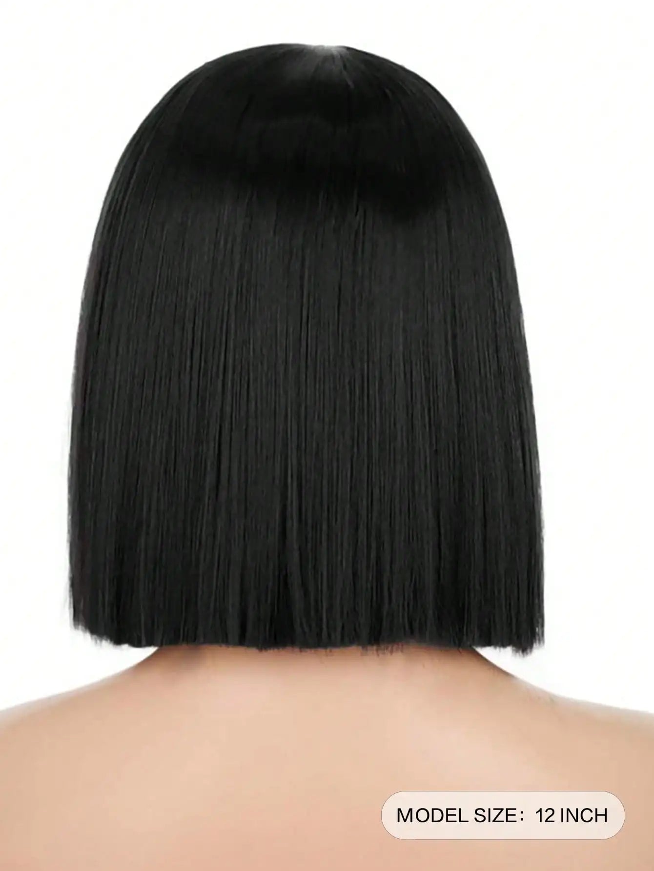 Women's Straight Bob Black Coral Wig- Short Black Bob Wig With No Bangs Short Middle Part Synthetic Wig For Party