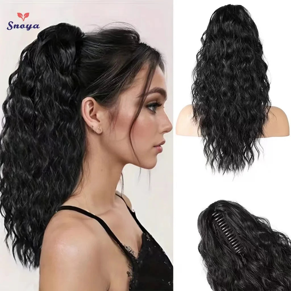 Chic Curly Wave Claw Clip Ponytail Extension | Natural-Looking, Easy Use Synthetic Hair for Everyday Elegance