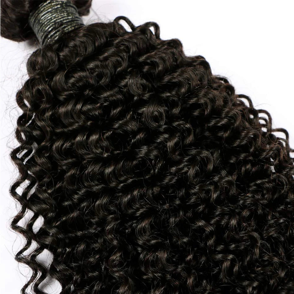 15A Kinky Curly Human Hair 3 Bundles With Closure Brazilian Virgin Hair Short Water Wave Bunldes With Frontal 13x4 Tissage