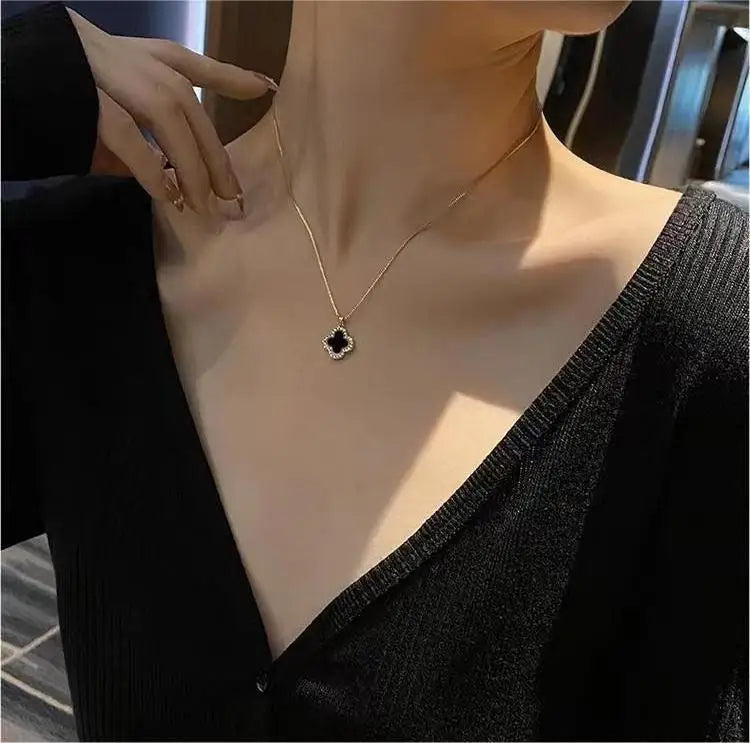 Lucky Four-leaf Clover CZ Necklace For Women's Dynamic Fashion Birthday Gift Clavicle Chain Versatile Fashion Accessories