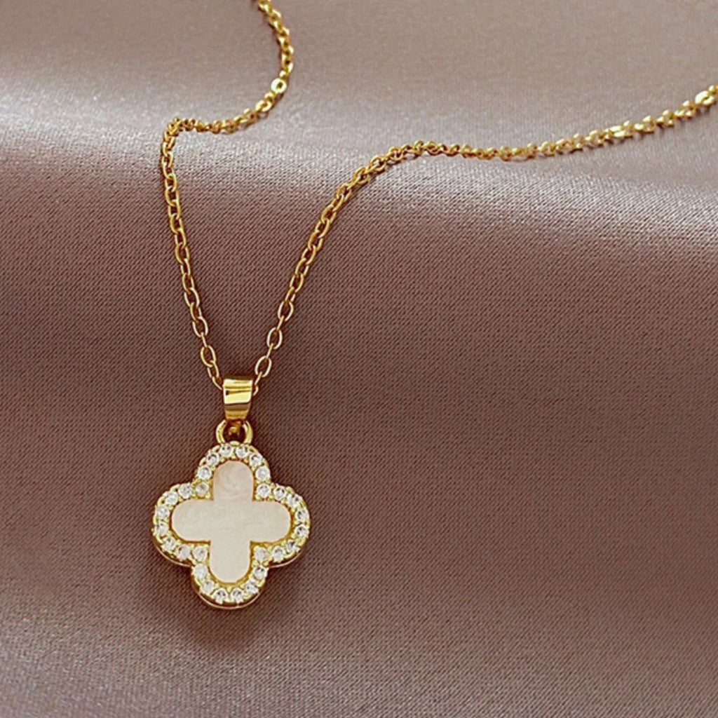 Lucky Four-leaf Clover CZ Necklace For Women's Dynamic Fashion Birthday Gift Clavicle Chain Versatile Fashion Accessories