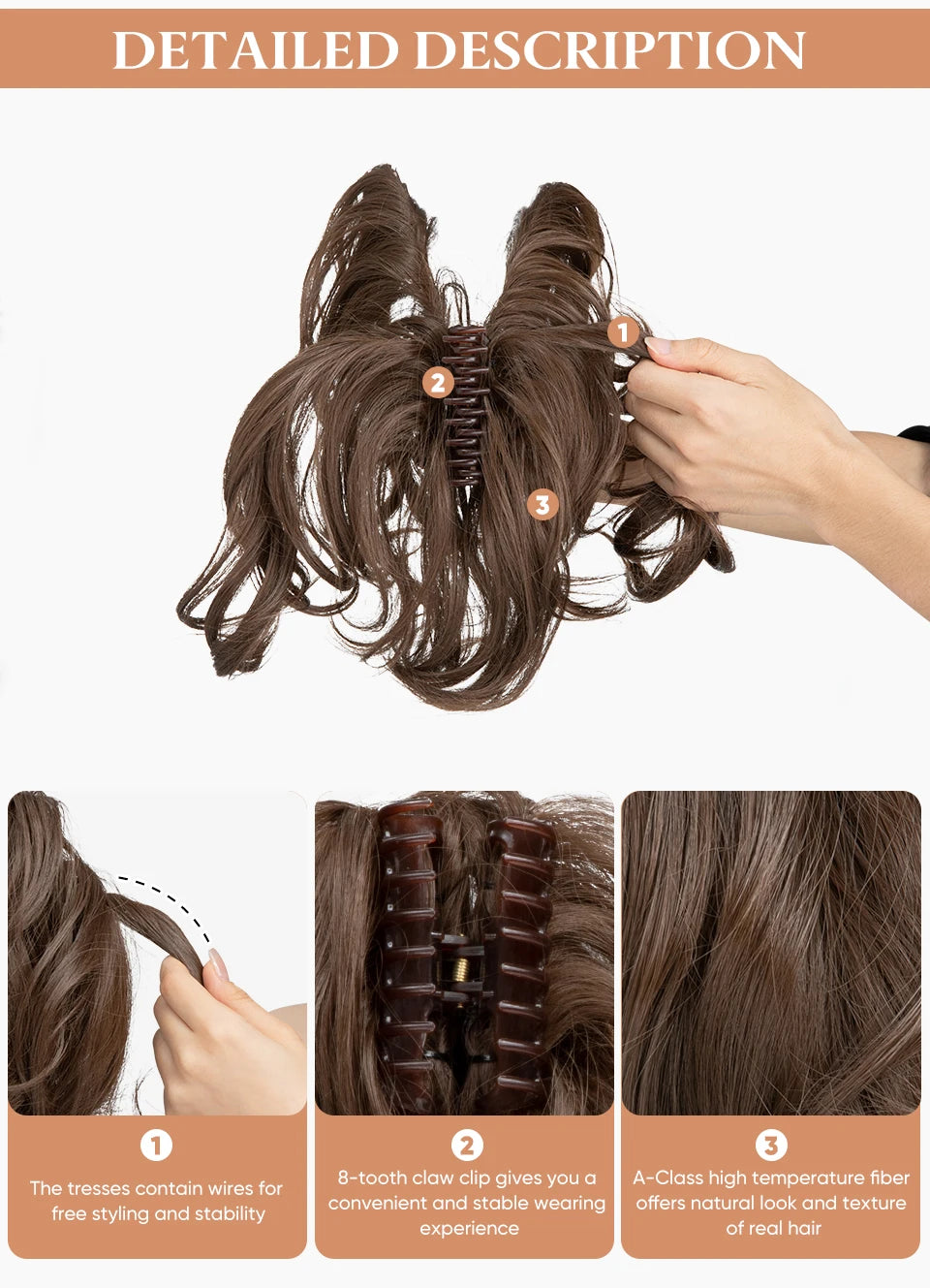 SARLA Premium Synthetic Diy Claw Clip In Ponytail Extensions Hairpiece Hair Bun Fake Blonde Natural Hair False Pigtail P026