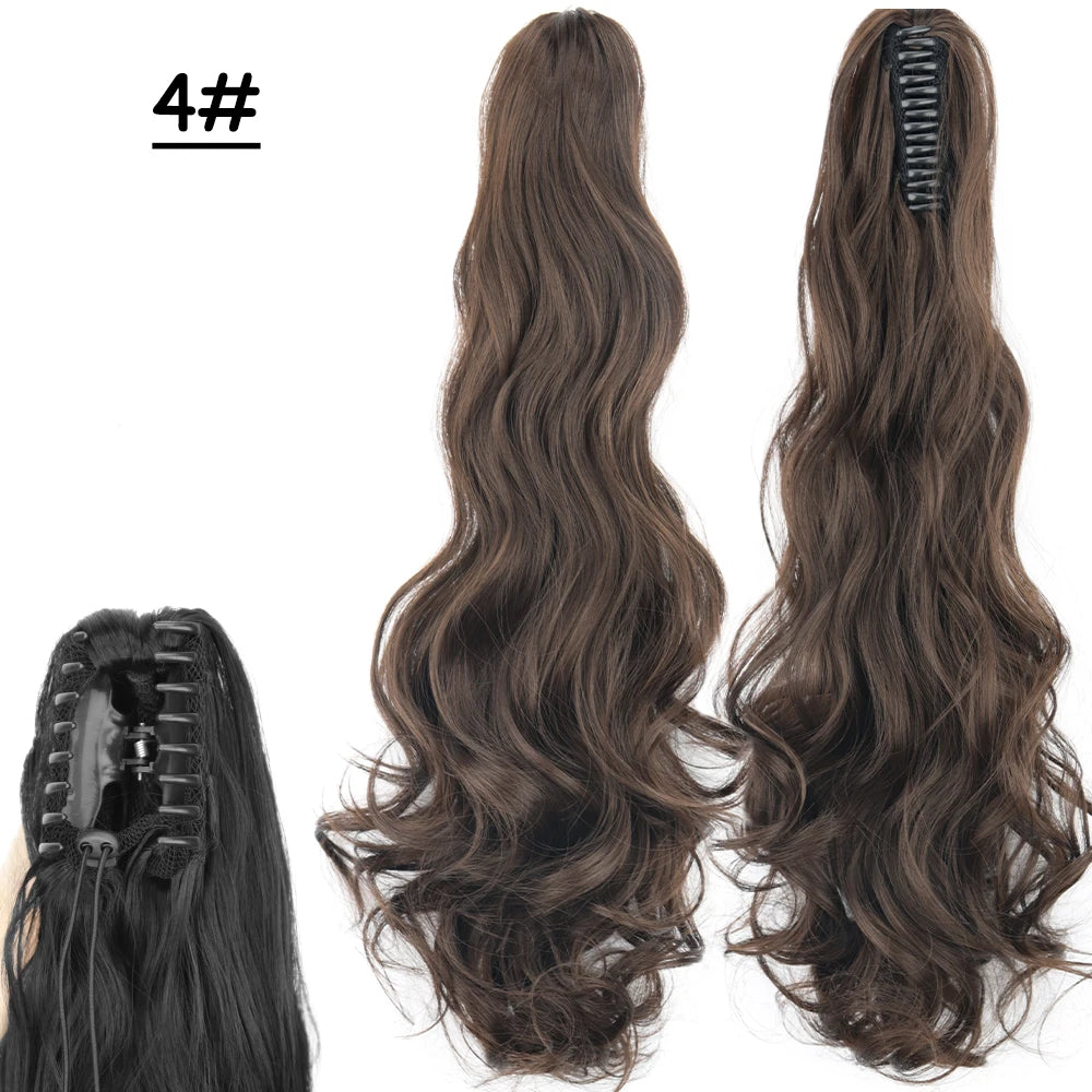Synthetic Claw Clip Ponytail Hair Extension 24Inch Long Straight Ponytail Hair For Women Black Brown Pony Tail Hair Hairpiece