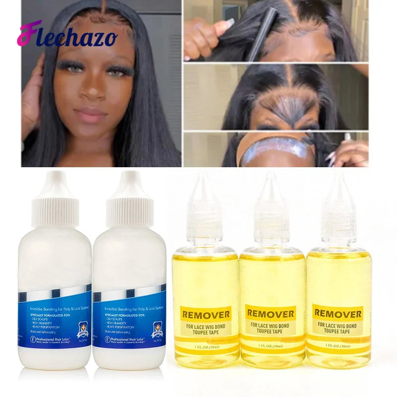 Lace Melting Holding Spray Kit 7Pcs Lace Wig Glue Hair Bond Adhesive And Remover, Hair Wax Stick Edges Brush HD Wig Cap Wig Band