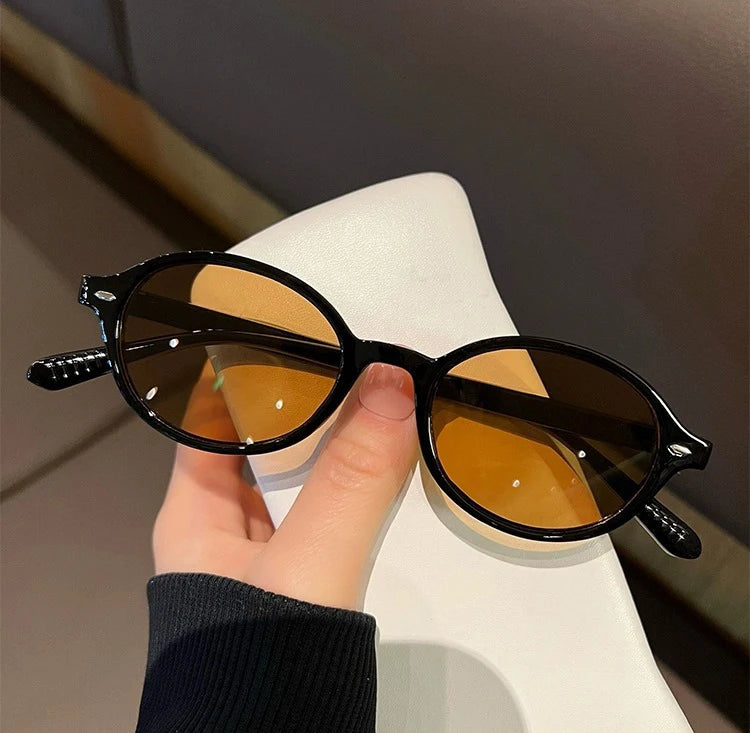 New Vintage Oval Sunglasses Women Men Luxury Brand Small Rectangle Sun Glasses Female Small Ellipse Eyewear Oculos De Sol