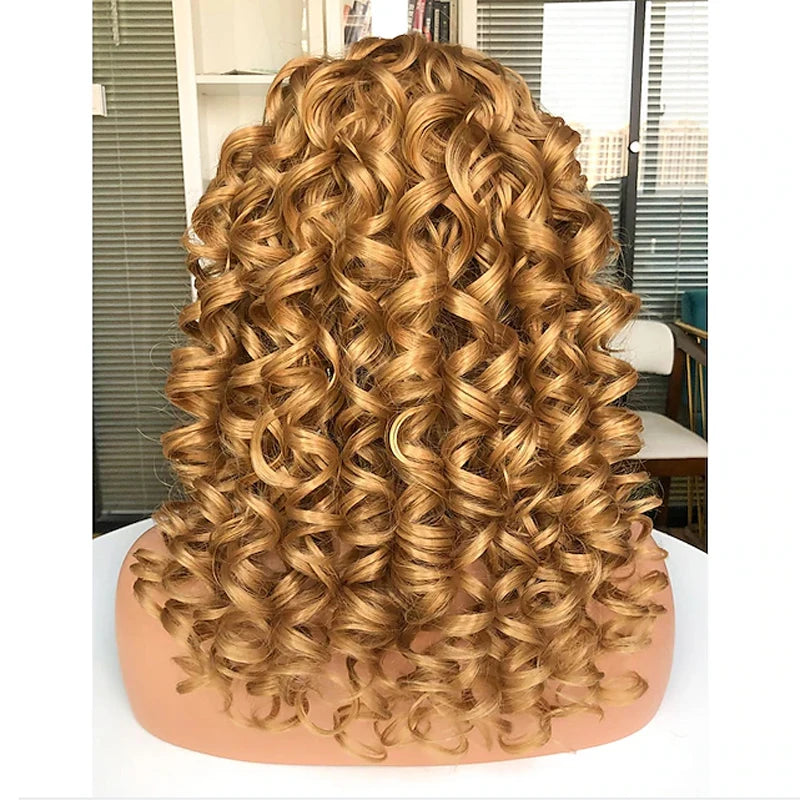HAIRJOY Long Curly Wavy Blonde Wigs for Women  Cosplay Synthetic  Wig Heat Resistant Fiber Replacement Wig Halloween Party Wigs