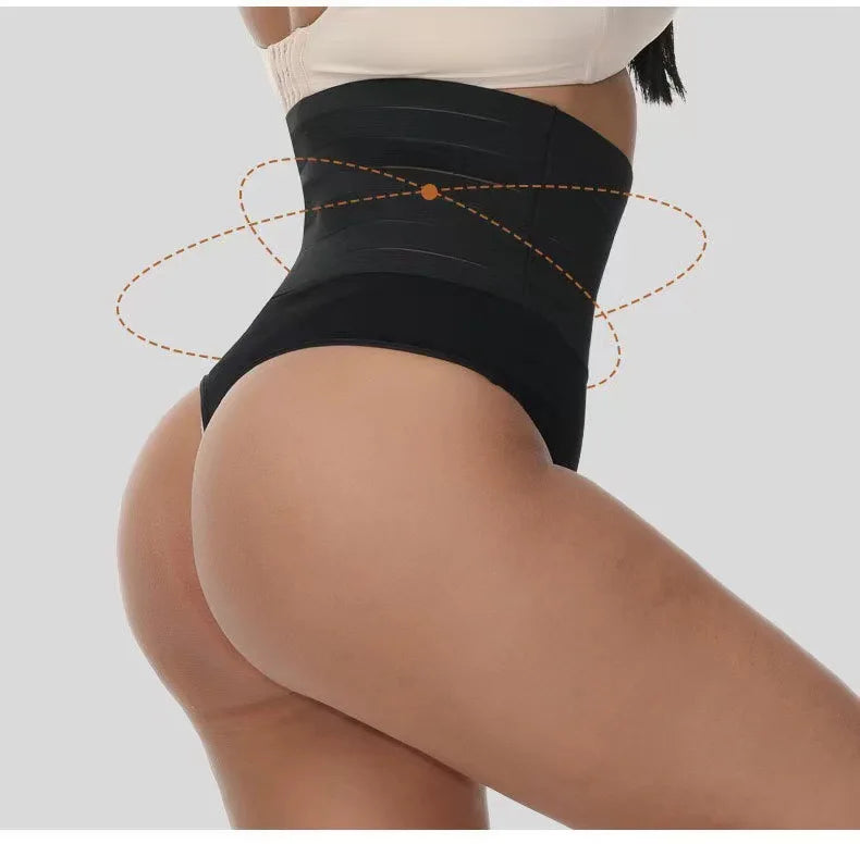 2Pcs High Waist Butt Lifter Women Thong Shaper Tummy Control Panties Shaping Underwear Waist Trainer Pulling Briefs Shapewear