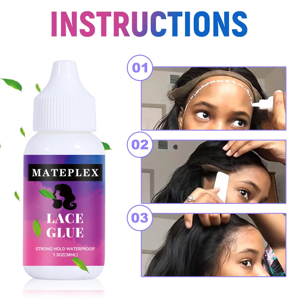 Wig Glue Waterproof Lace Glue Strong Hold Wig Adhesive for Toupee Frontal Professional Glue for Lace Front Wigs+Adhesive Remover