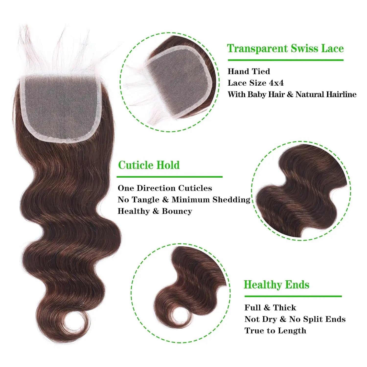 Bundles with Closure Body Wave Bundles Human Hair With 4x4 Lace Closure Brown Blonde Colored 3/4 Bundles Hair Remy For Women