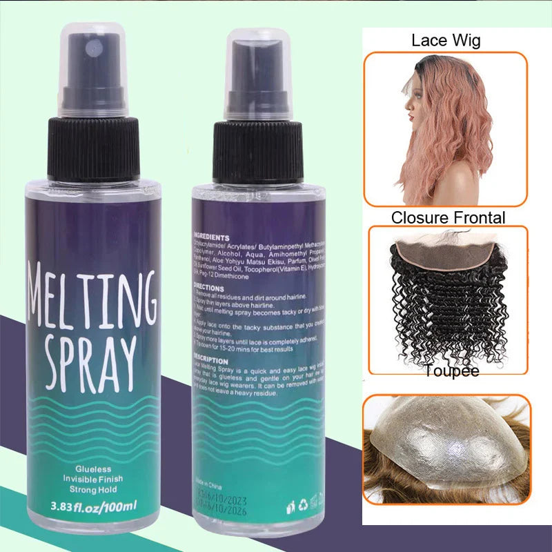 Lace Melting Holding Spray Kit 7Pcs Lace Wig Glue Hair Bond Adhesive And Remover, Hair Wax Stick Edges Brush HD Wig Cap Wig Band