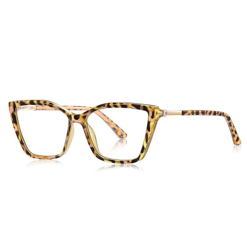 TFTB Fashion Trend Women Cat Eye Glasses Ultra Light TR90 Blue Light Blocking Alloy Optical Prescription Eyeglasses Frame 138mm