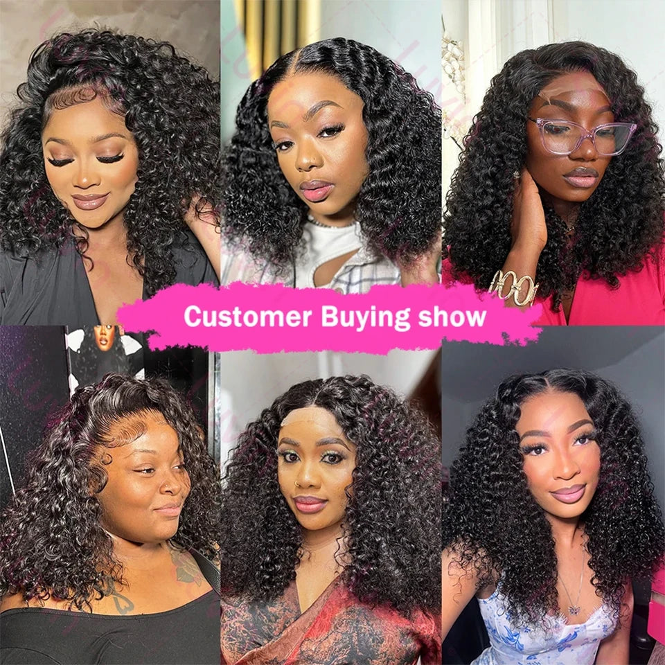 15A Kinky Curly Human Hair 3 Bundles With Closure Brazilian Virgin Hair Short Water Wave Bunldes With Frontal 13x4 Tissage