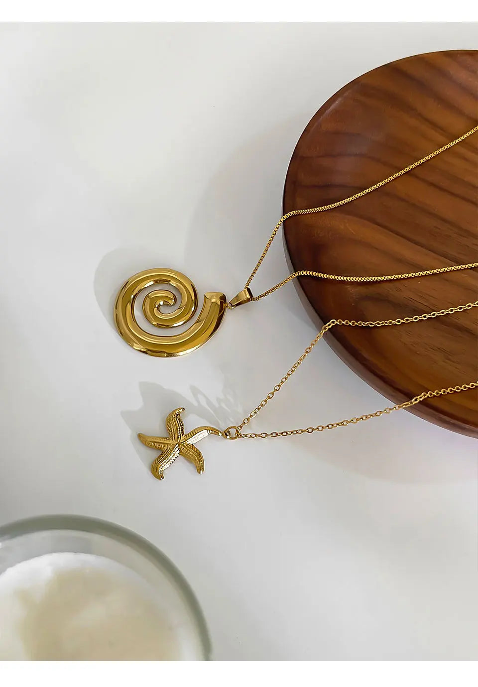 Peri'sbox New Fashion Starfish Hollow Vortex Spiral Pendant Necklace for Women 18K Gold Plated Tarnish Free Jewelry Gifts Summer