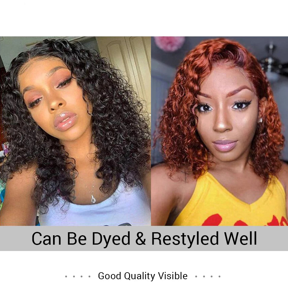 15A Kinky Curly Human Hair 3 Bundles With Closure Brazilian Virgin Hair Short Water Wave Bunldes With Frontal 13x4 Tissage