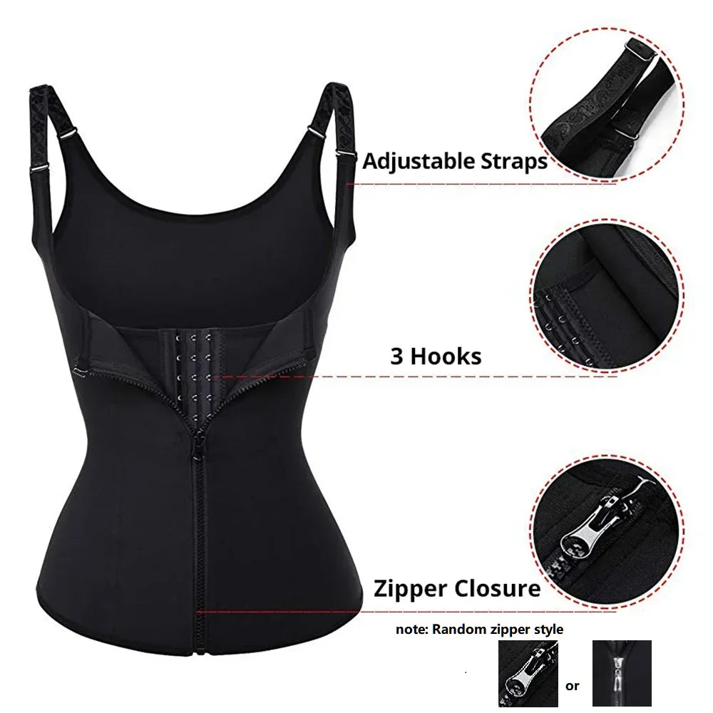Waist Trainer Tank Top For Women Zipper Body Shaper Tummy Control Sleeveless Top, Women's Activewear Body Shaping Underwear