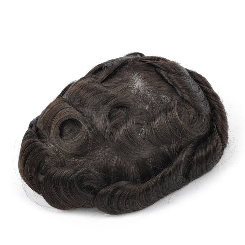 Topunique Full Swiss Lace 90% Light to Medium Light Men Toupee Capillary Prothesis Hair Piece For Men Hair Replacement System