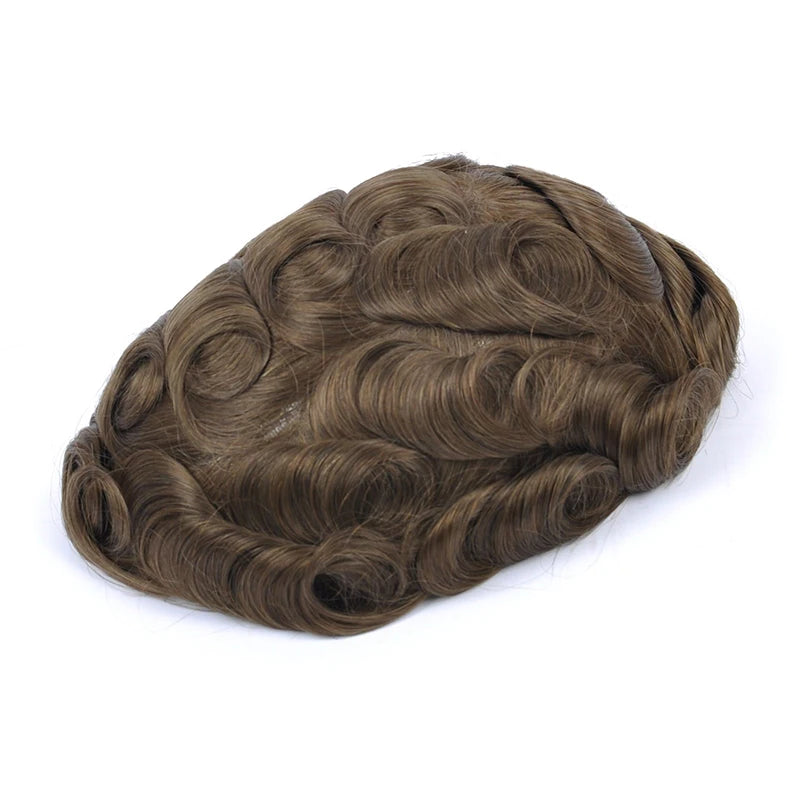 Topunique Full Swiss Lace 90% Light to Medium Light Men Toupee Capillary Prothesis Hair Piece For Men Hair Replacement System