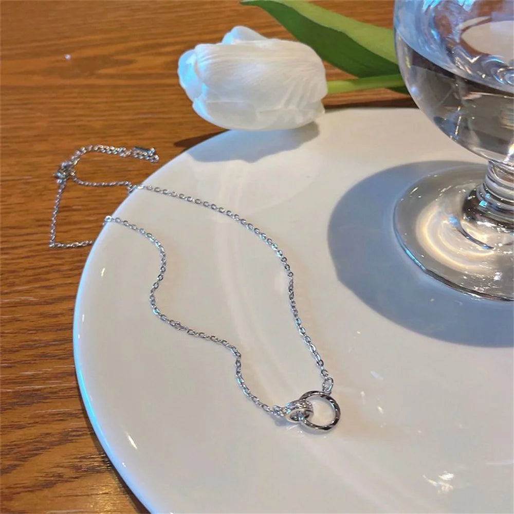 Silver Color Möbius Strip Pendant Necklace Irregular Ring Necklace For Women INS Fashion Jewelry Accessories Dropshipping