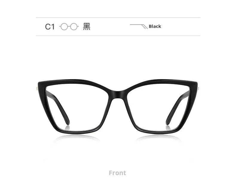 TFTB Fashion Trend Women Cat Eye Glasses Ultra Light TR90 Blue Light Blocking Alloy Optical Prescription Eyeglasses Frame 138mm