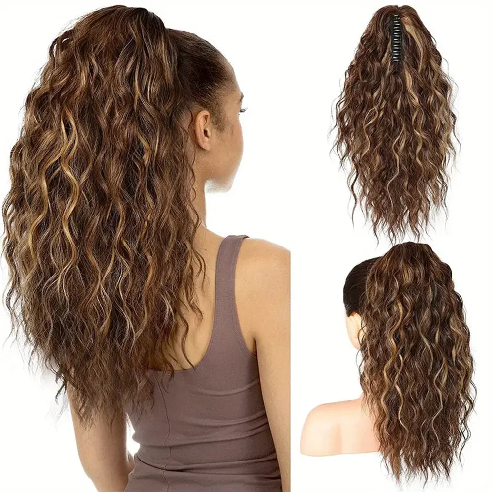 Chic Curly Wave Claw Clip Ponytail Extension | Natural-Looking, Easy Use Synthetic Hair for Everyday Elegance