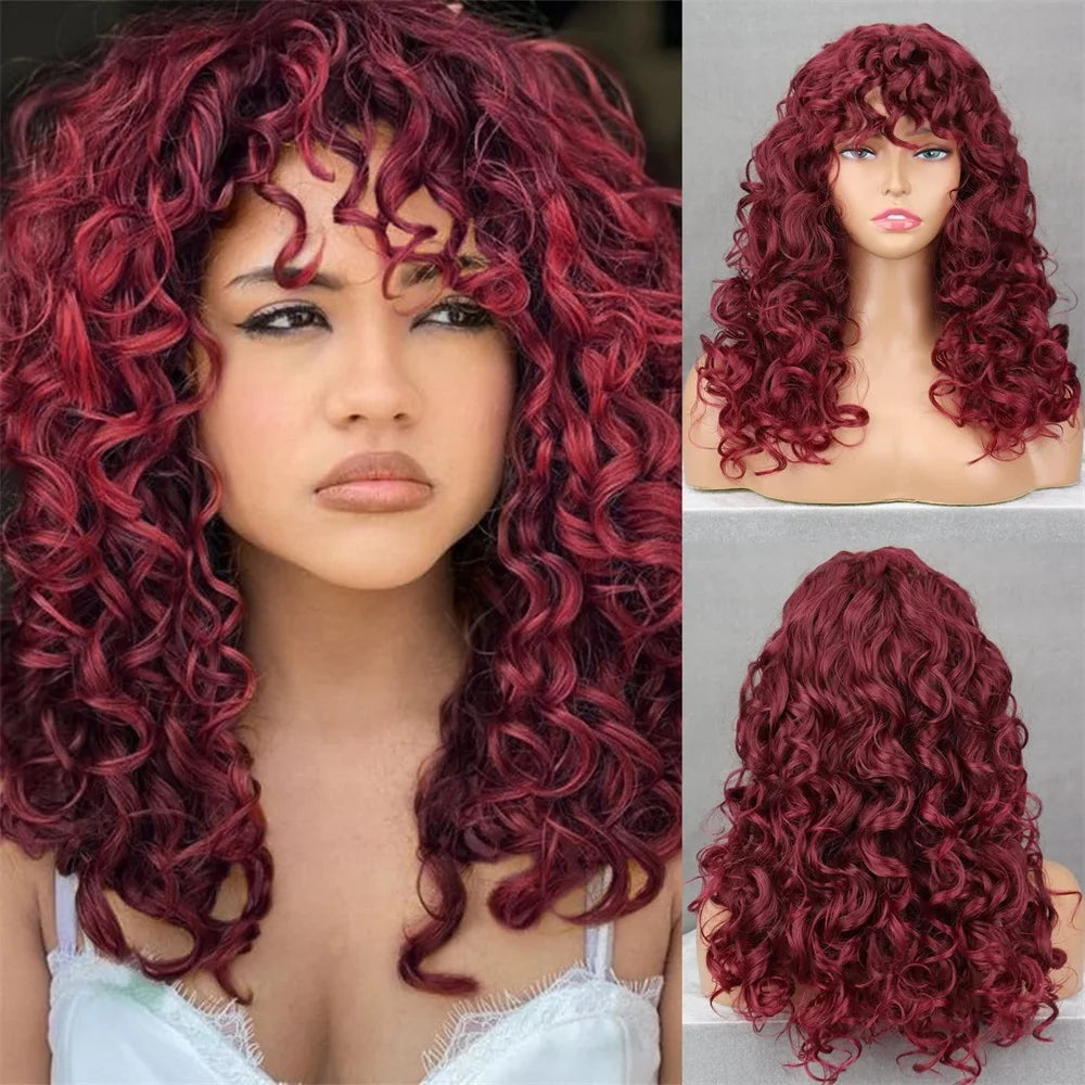 HAIRJOY Long Curly Wavy Blonde Wigs for Women  Cosplay Synthetic  Wig Heat Resistant Fiber Replacement Wig Halloween Party Wigs