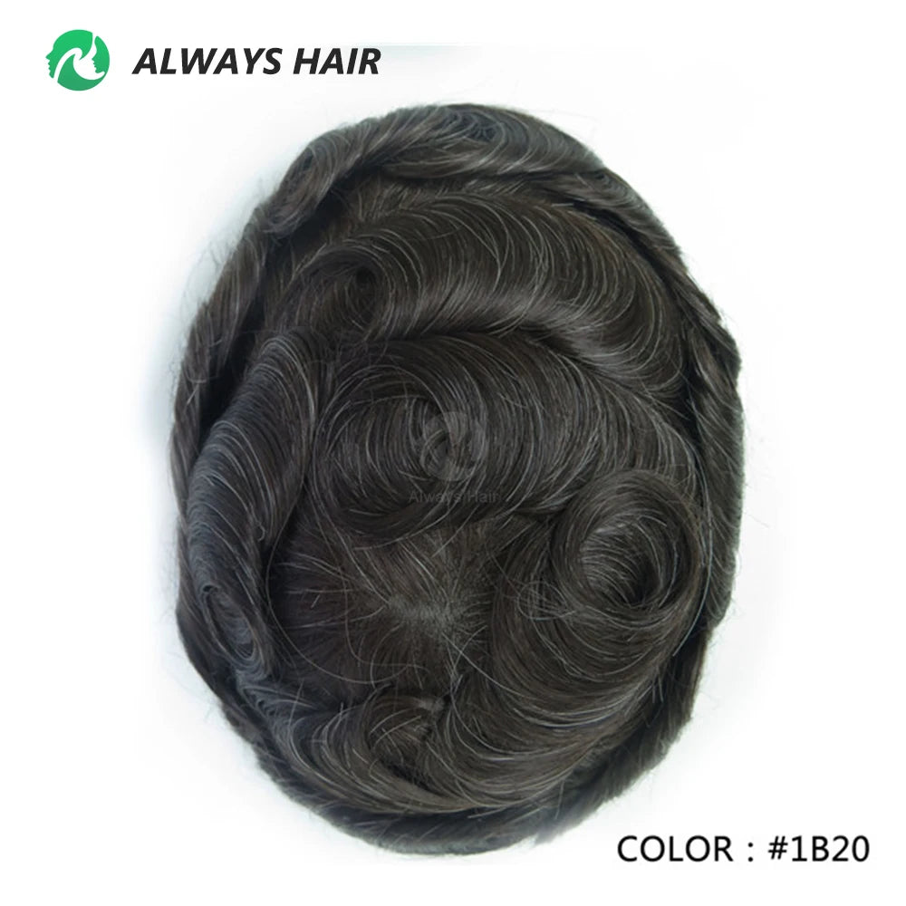 0.12-0.14mm PU Men Toupee Full Thickness Skin Indian Human Hair Men's Capillary Prothesis 130% Density Wig Man