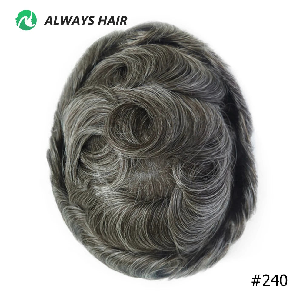 0.12-0.14mm PU Men Toupee Full Thickness Skin Indian Human Hair Men's Capillary Prothesis 130% Density Wig Man