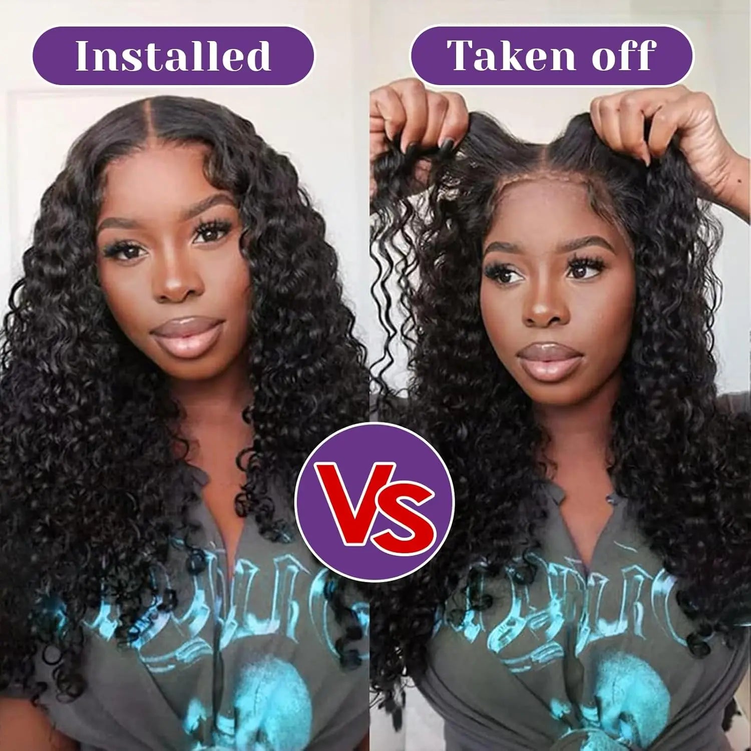 Short Bob Glueless Wigs Deep Wave Glueless Human Hair Ready To Wear 180% Pre Cut Lace 4x4 13x4 Culry Lace Front Human Hair Black