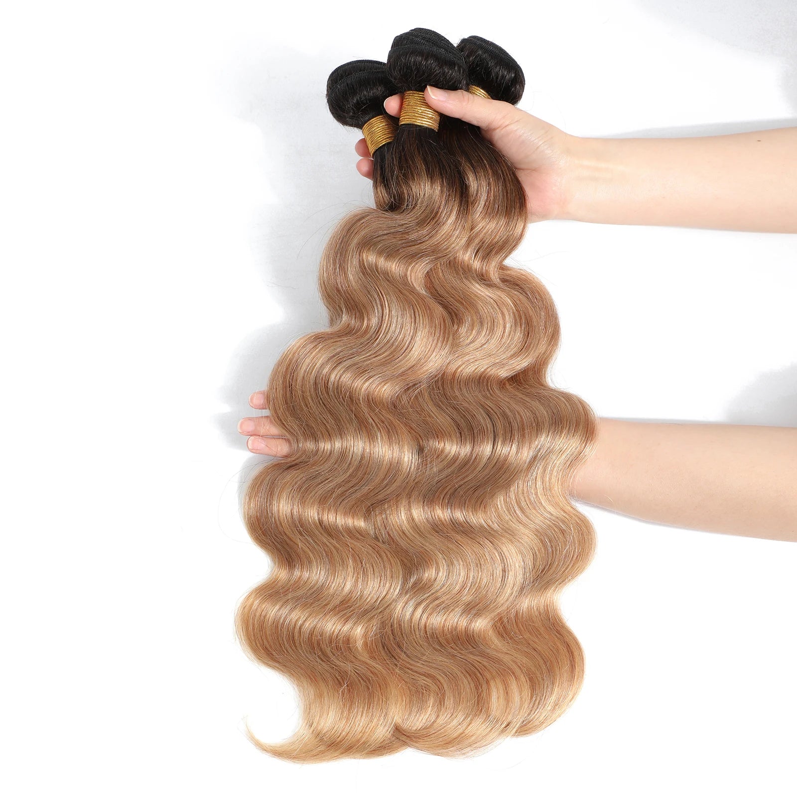 #27 Honey Blonde Human Hair Bundles with Closure Body Wave Bundles Hair With 4x4 Closure Brazilian Hair Weave Bundles Hair Remy