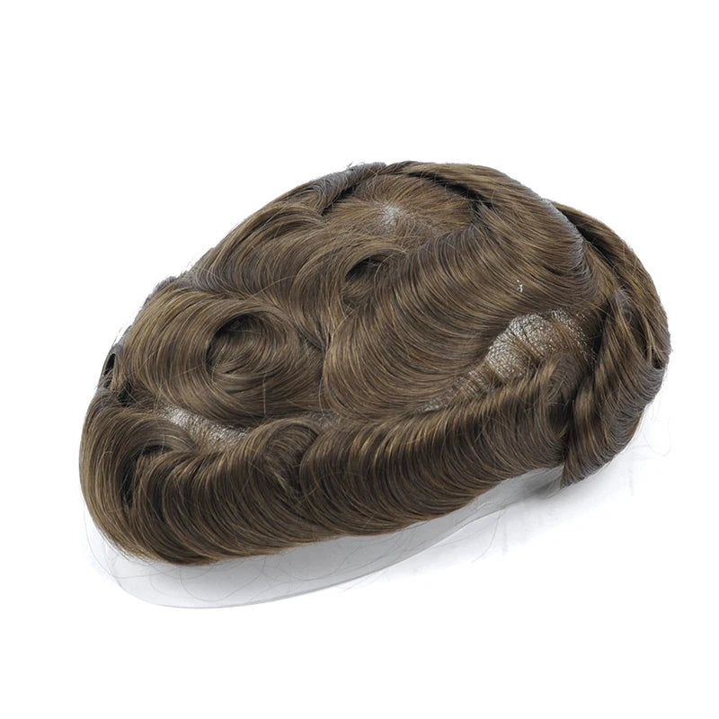 Topunique Full Swiss Lace 90% Light to Medium Light Men Toupee Capillary Prothesis Hair Piece For Men Hair Replacement System