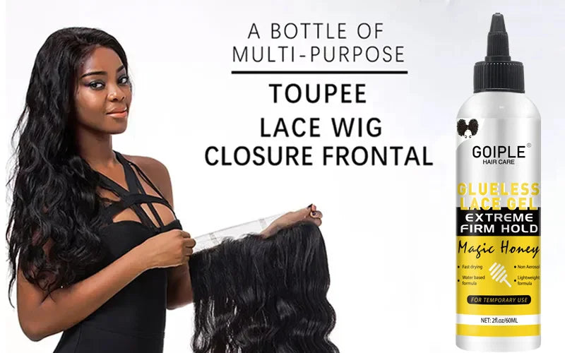 GOIPLE 2fl.oz Washable Glue Less Lace Gel Extreme Firm Hold Fast Drying Natural Wig Formula Adhesive for Temporary Use